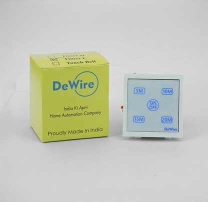 DeWire Auto Cut Off Timer Switch for Water Motor Pump, Water Heater, Exhaust Fans,Mosquito Repellent,Chargers,Room Heaters and Lighting Loads up to 10 AMPS (Modular Fitting)(5, 10, 15, 20 Mins)